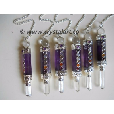 AMETHYST AGATE BONDED HEALING STICK PENDULUM