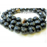 Black Banded Onyx Faceted 36 Beads of Strings