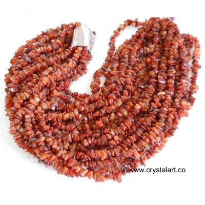 Red Carnilian Agate Chips 36 Inches Strings